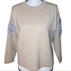 J.Crew Wool Blend Oversized Embellished Sleeves Sweater